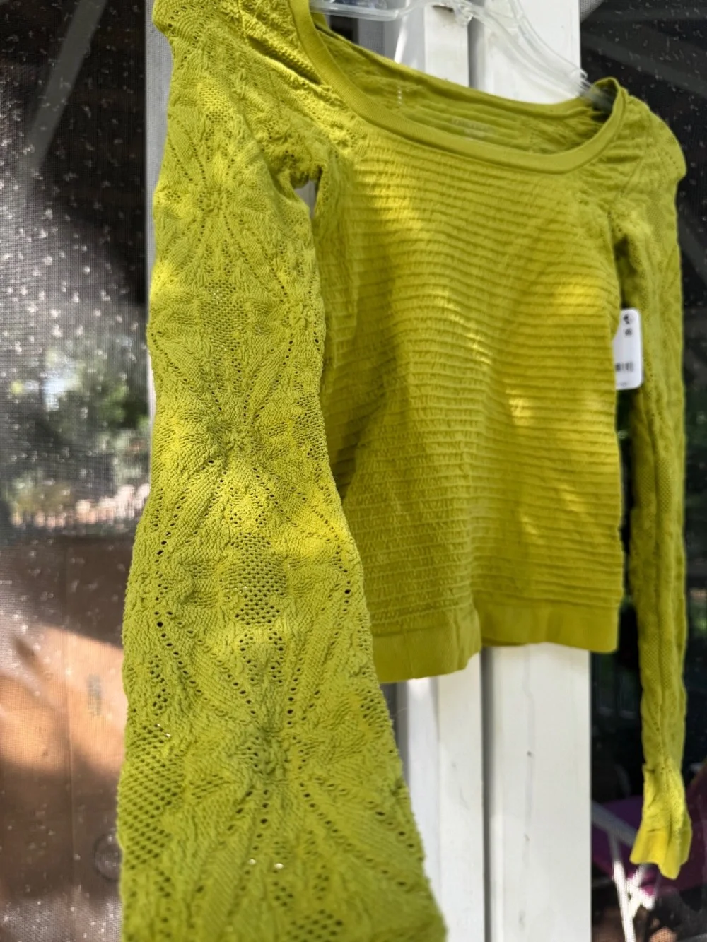 NWT Intimately Free People So Many Likes Long Sleeve Top - Chartreuse Textured